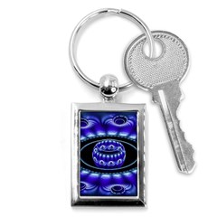 Fractal Blue Sphere 3d Pattern Key Chain (rectangle) by Pakrebo