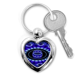 Fractal Blue Sphere 3d Pattern Key Chain (heart) by Pakrebo