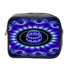 Fractal Blue Sphere 3d Pattern Mini Toiletries Bag (two Sides)