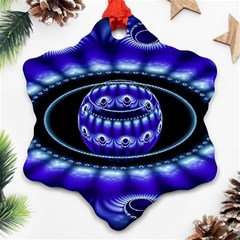 Fractal Blue Sphere 3d Pattern Snowflake Ornament (two Sides) by Pakrebo