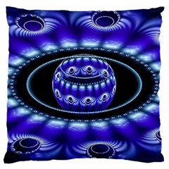 Fractal Blue Sphere 3d Pattern Large Cushion Case (one Side) by Pakrebo