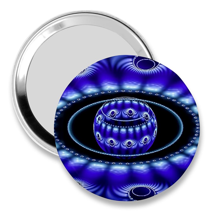 Fractal Blue Sphere 3d Pattern 3  Handbag Mirrors