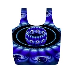 Fractal Blue Sphere 3d Pattern Full Print Recycle Bag (m) by Pakrebo