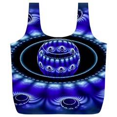 Fractal Blue Sphere 3d Pattern Full Print Recycle Bag (xl) by Pakrebo