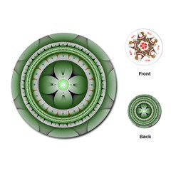 Fractal Mandala Green Purple Playing Cards Single Design (round) by Pakrebo