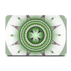 Fractal Mandala Green Purple Small Doormat  by Pakrebo