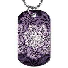 Fractal Floral Striped Lavender Dog Tag (two Sides)