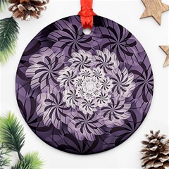 Fractal Floral Striped Lavender Round Ornament (two Sides)