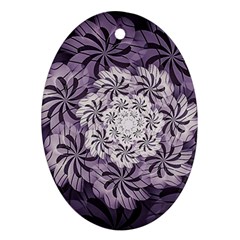 Fractal Floral Striped Lavender Oval Ornament (two Sides) by Pakrebo