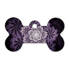 Fractal Floral Striped Lavender Dog Tag Bone (two Sides) by Pakrebo