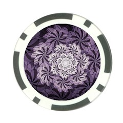 Fractal Floral Striped Lavender Poker Chip Card Guard (10 Pack) by Pakrebo