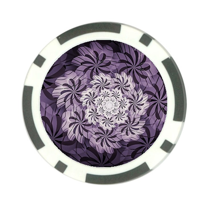 Fractal Floral Striped Lavender Poker Chip Card Guard (10 pack)