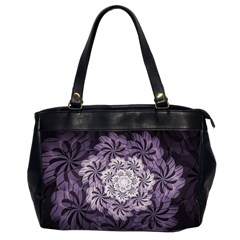 Fractal Floral Striped Lavender Oversize Office Handbag (2 Sides) by Pakrebo