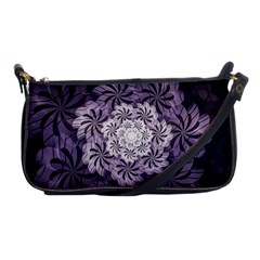 Fractal Floral Striped Lavender Shoulder Clutch Bag by Pakrebo