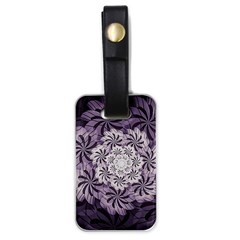 Fractal Floral Striped Lavender Luggage Tag (one Side) by Pakrebo