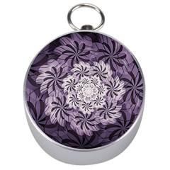 Fractal Floral Striped Lavender Silver Compasses by Pakrebo