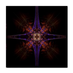 Fractal Cross Blue Geometric Tile Coasters