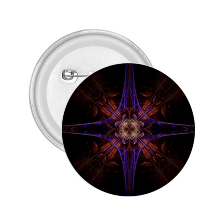 Fractal Cross Blue Geometric 2.25  Buttons