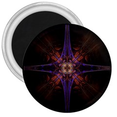 Fractal Cross Blue Geometric 3  Magnets