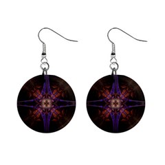 Fractal Cross Blue Geometric Mini Button Earrings