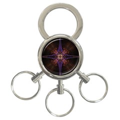 Fractal Cross Blue Geometric 3-Ring Key Chain