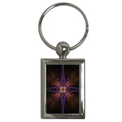 Fractal Cross Blue Geometric Key Chain (Rectangle)