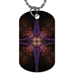 Fractal Cross Blue Geometric Dog Tag (Two Sides)