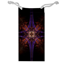 Fractal Cross Blue Geometric Jewelry Bag