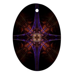 Fractal Cross Blue Geometric Oval Ornament (Two Sides)