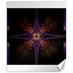 Fractal Cross Blue Geometric Canvas 8  x 10 