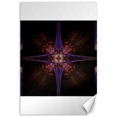 Fractal Cross Blue Geometric Canvas 12  x 18 