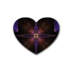 Fractal Cross Blue Geometric Heart Coaster (4 pack) 