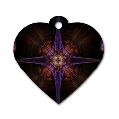 Fractal Cross Blue Geometric Dog Tag Heart (One Side)