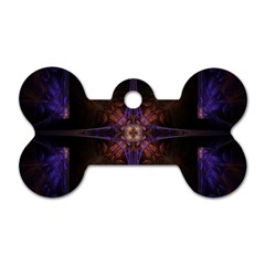 Fractal Cross Blue Geometric Dog Tag Bone (Two Sides)