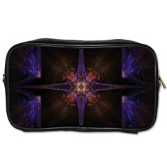 Fractal Cross Blue Geometric Toiletries Bag (One Side)