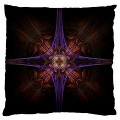 Fractal Cross Blue Geometric Large Flano Cushion Case (One Side)