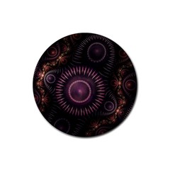 Fractal Gears Steampunk Gearwheel Rubber Round Coaster (4 Pack)  by Pakrebo