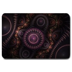 Fractal Gears Steampunk Gearwheel Large Doormat  by Pakrebo