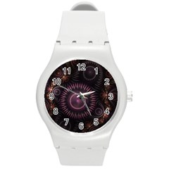 Fractal Gears Steampunk Gearwheel Round Plastic Sport Watch (m) by Pakrebo