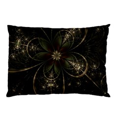 Fractal Gold Green Flower Bloom Pillow Case by Pakrebo