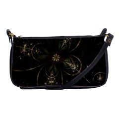 Fractal Gold Green Flower Bloom Shoulder Clutch Bag by Pakrebo