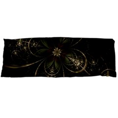 Fractal Gold Green Flower Bloom Body Pillow Case (dakimakura) by Pakrebo