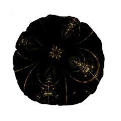 Fractal Gold Green Flower Bloom Standard 15  Premium Round Cushions by Pakrebo