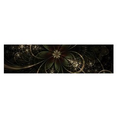 Fractal Gold Green Flower Bloom Satin Scarf (oblong) by Pakrebo