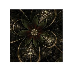 Fractal Gold Green Flower Bloom Small Satin Scarf (square) by Pakrebo