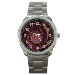 Fractal Waves Pattern Design Sport Metal Watch by Pakrebo