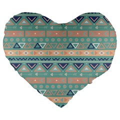 Tribal Large 19  Premium Flano Heart Shape Cushions by Sobalvarro