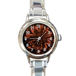 Fractal Painting Flower Texture Round Italian Charm Watch Front