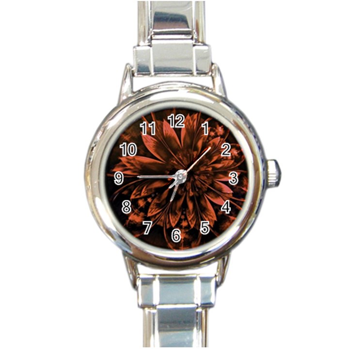 Fractal Painting Flower Texture Round Italian Charm Watch