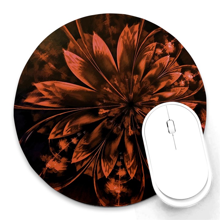 Fractal Painting Flower Texture Round Mousepads